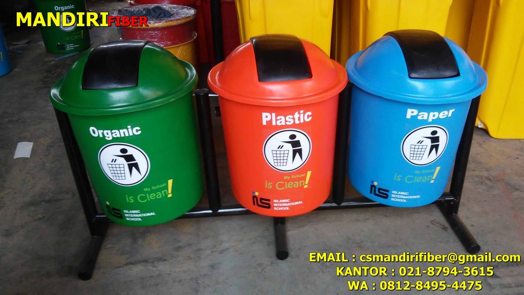 jual tong sampah bulat tutup goyang kapasitas 50 Liter harga murah di semarang dan yogyakarta, jual tong sampah untuk CSR di bandung dan semarang murah