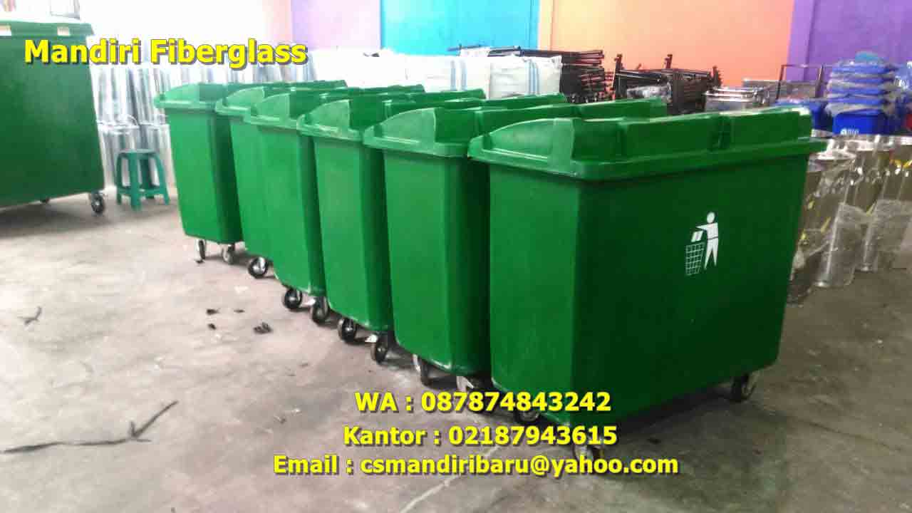 tong sampah fiberglass 660 liter, tong sampah fiber,